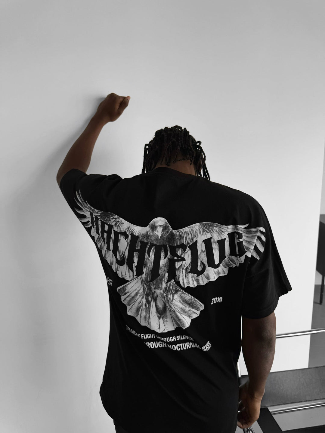 Oversize "Nachtflug" T-shirt - Svart