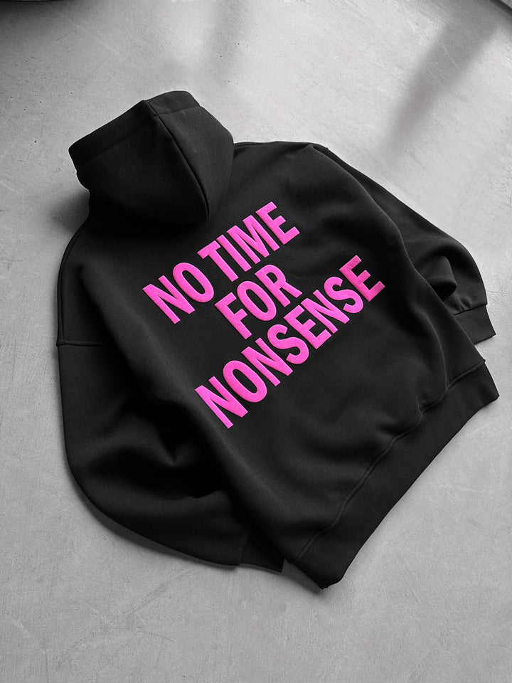 Oversize No Time for Nonsense Hoodie - Svart