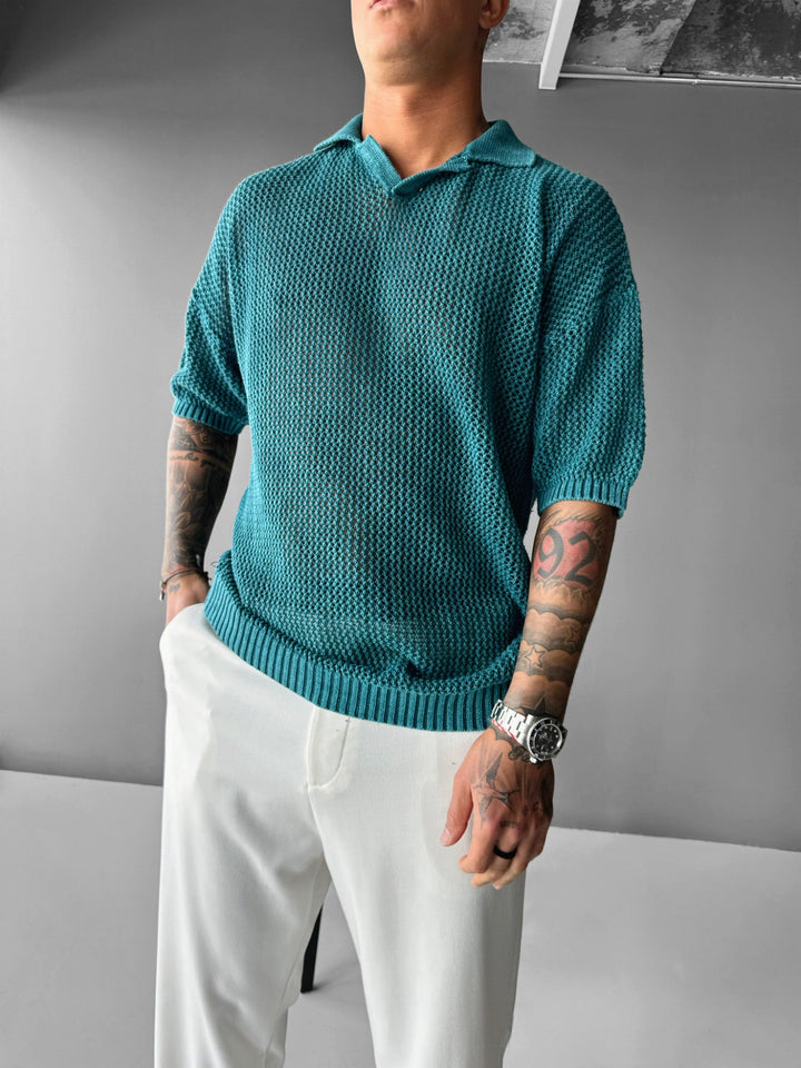 Regular Fit Knit Grid T-shirt - Djup Lagun