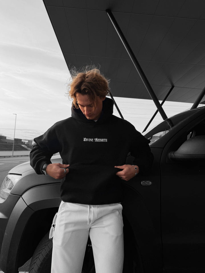 Oversize Gudomlig Återfödelse Hoodie - Svart
