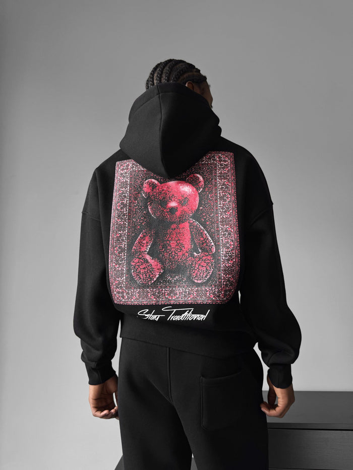 Oversize 'Stay Traditional' Hoodie - Svart och Röd