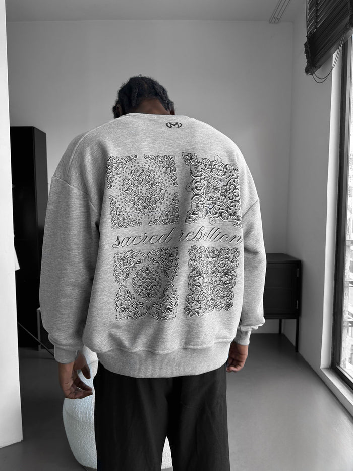 Oversize Sacred Rebellion Tröja - Grå Melange