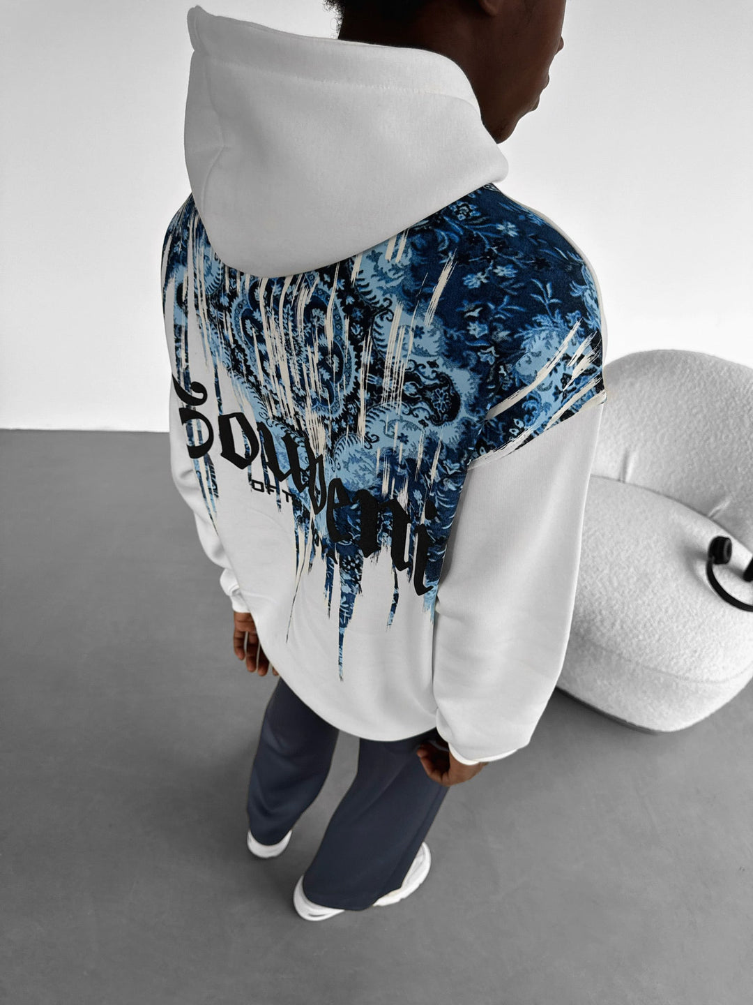 Oversize Souvenir Hoodie - Vit och Blå