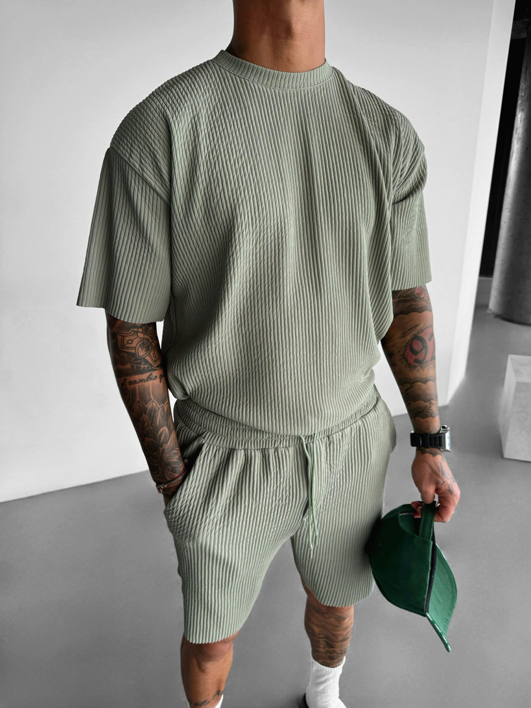 Oversize Ribbad T-shirt - Grön