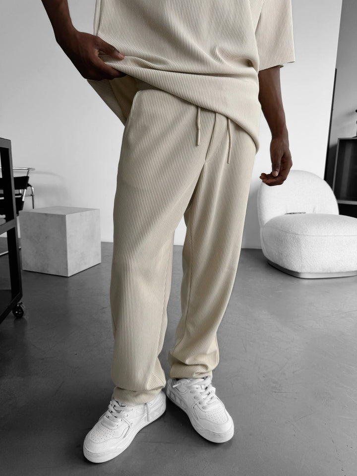 Lös Passform Cordbyxor - Beige