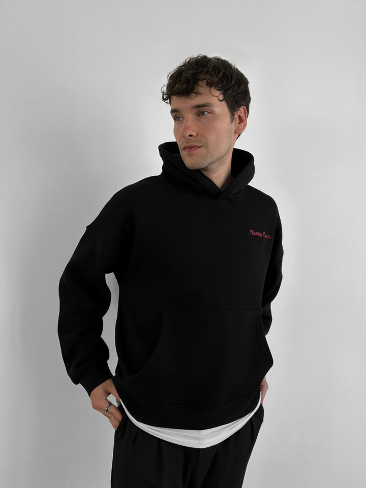 Oversize Flytande Rötter Hoodie - Svart