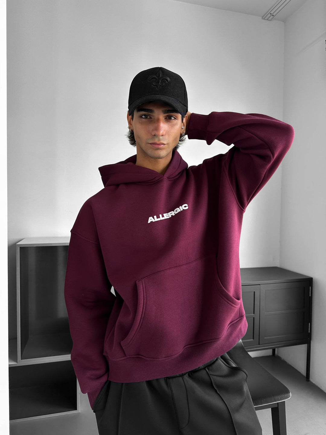 Oversize Allergisk Hoodie - Bordeaux