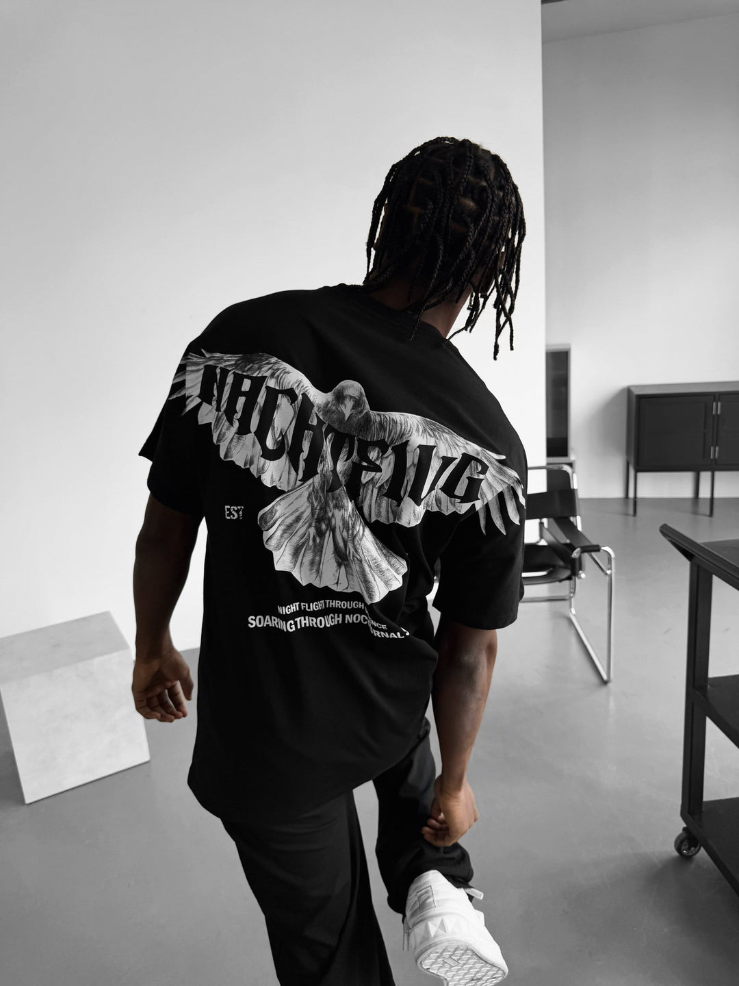 Oversize "Nachtflug" T-shirt - Svart