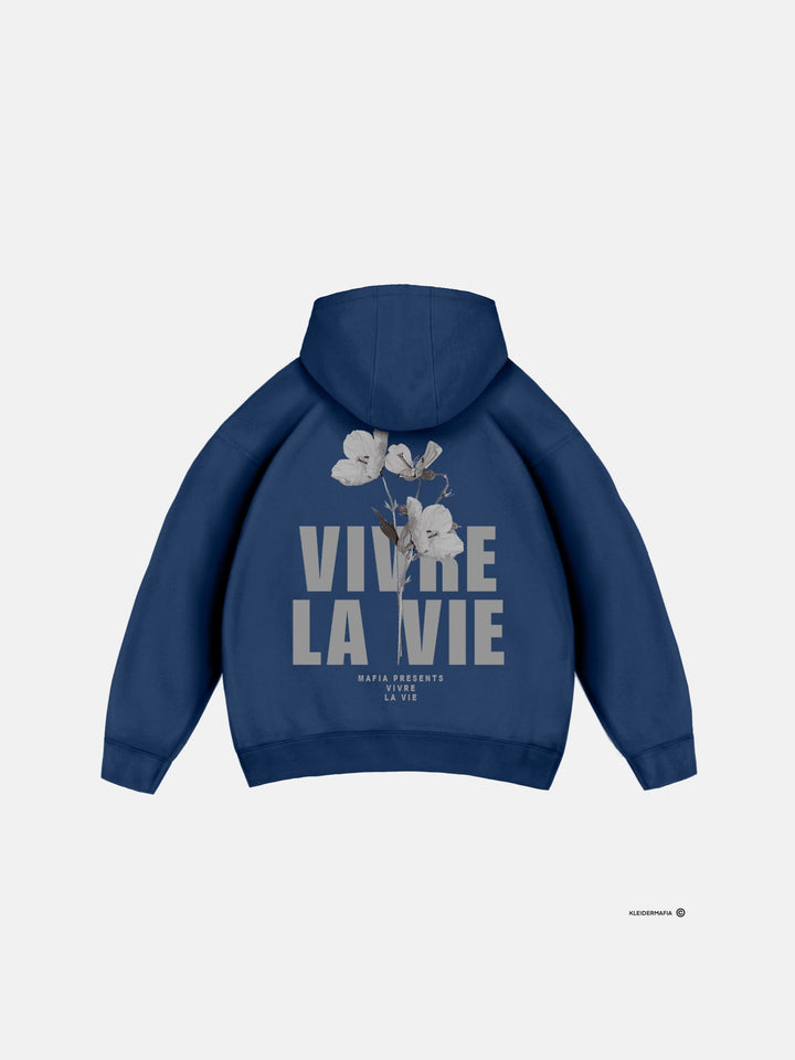 Oversize Vivre La Vie Hoodie - Klarblå