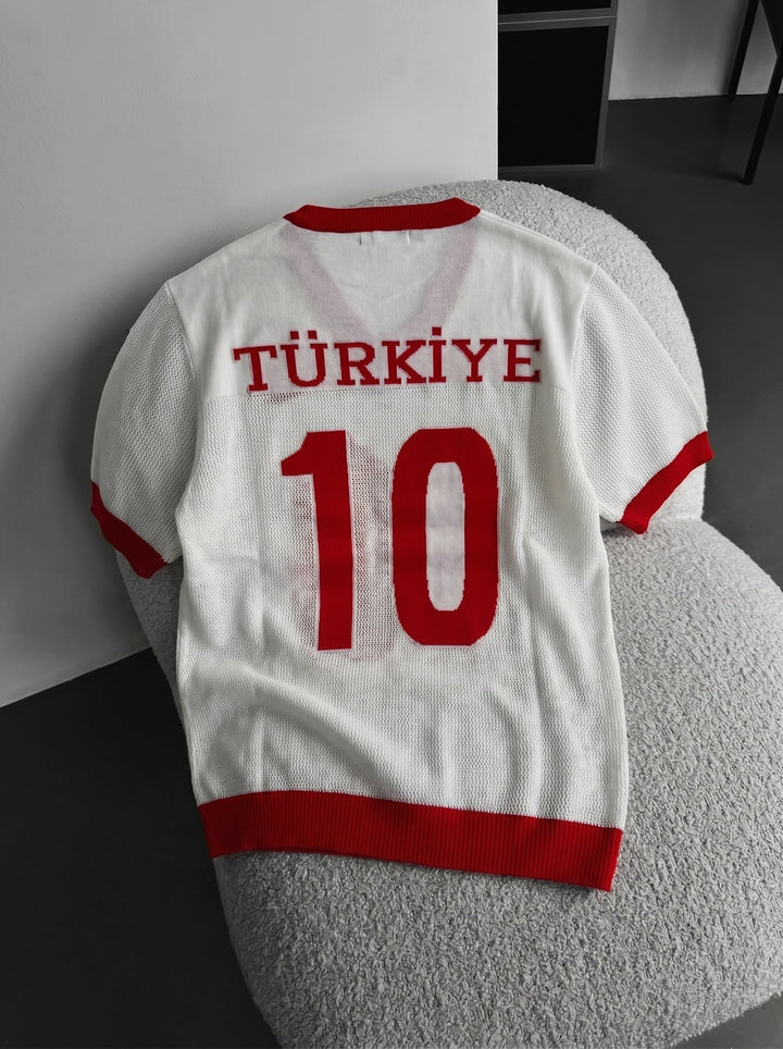 Oversize Türkiye Stickad T-shirt - Vit