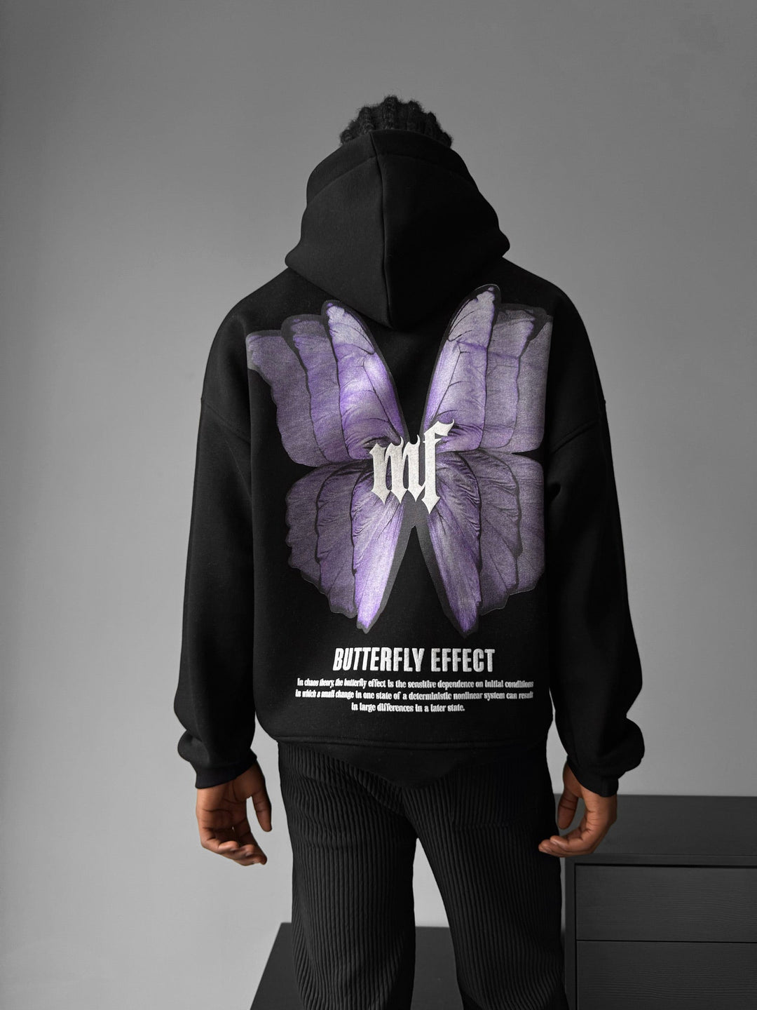 Oversized Butterfly Effect Hoodie - Svart