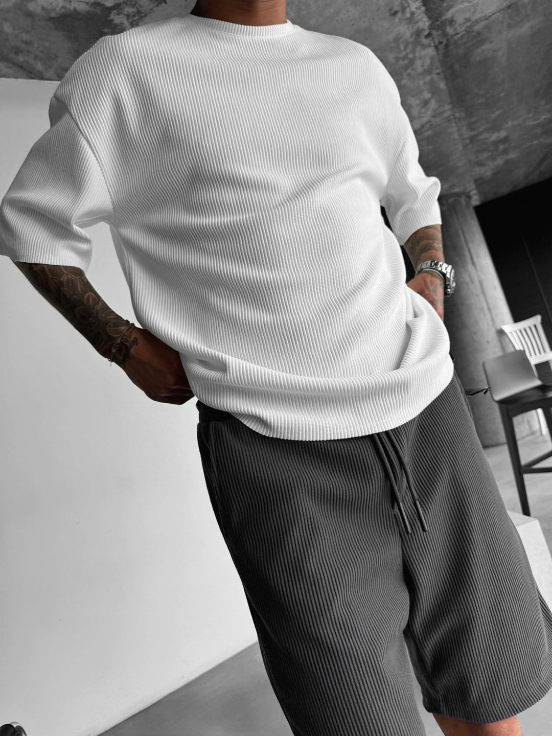 Oversize Cord Tee - Vit