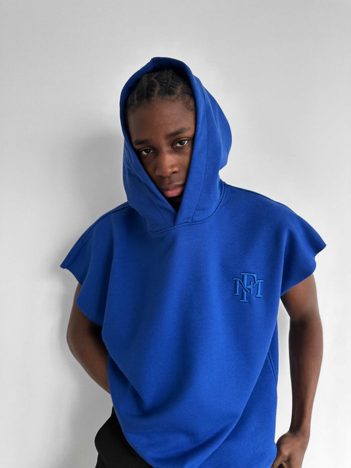 Lös Passform Ärm-lös Hoodie - Neon Blå
