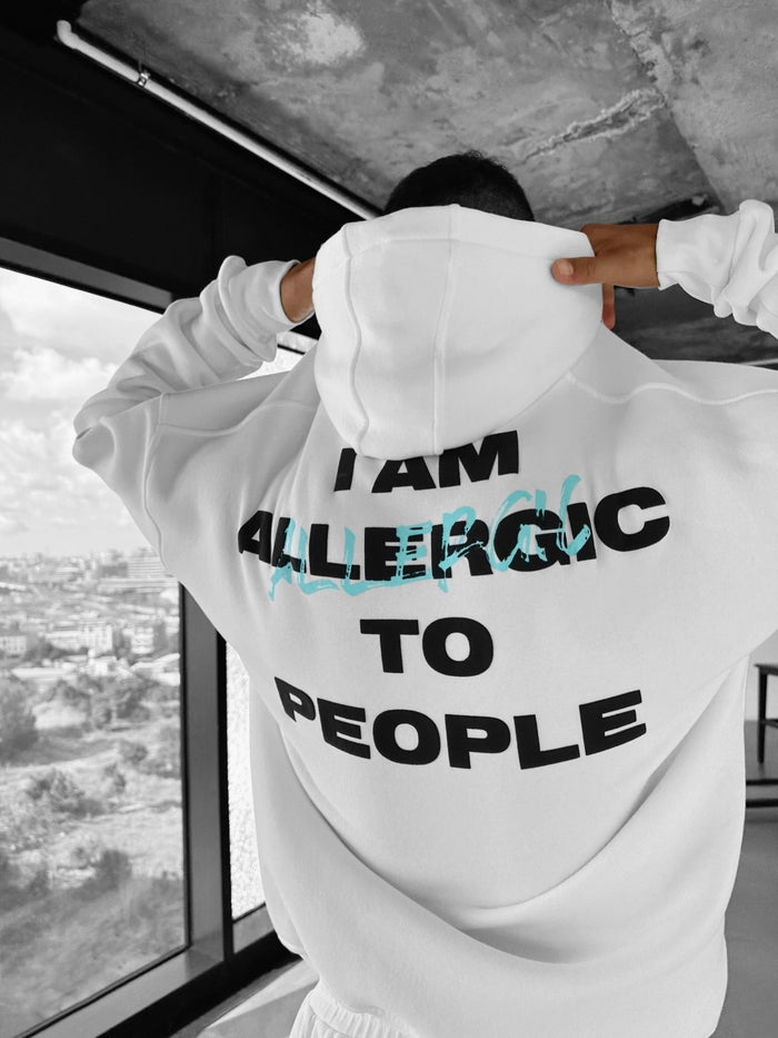 Oversize Allergisk Hoodie - Vit
