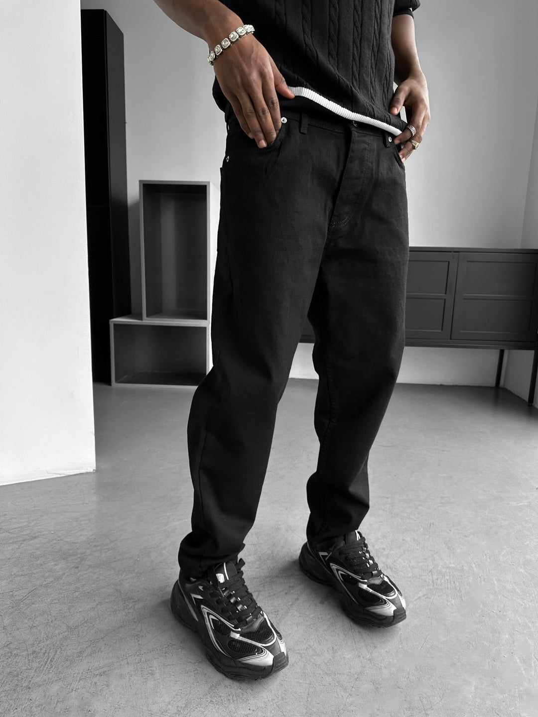 Boyfriend Jeans - Svart