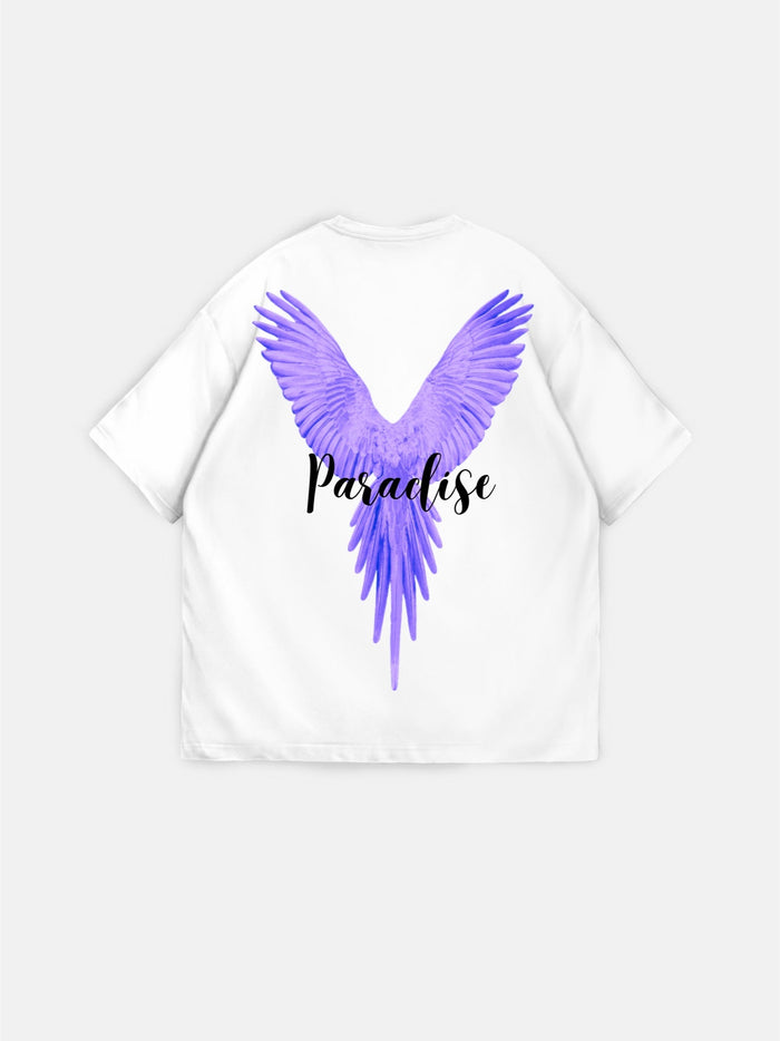 Oversize Papegoja Paradis T-shirt - Vit och Lila