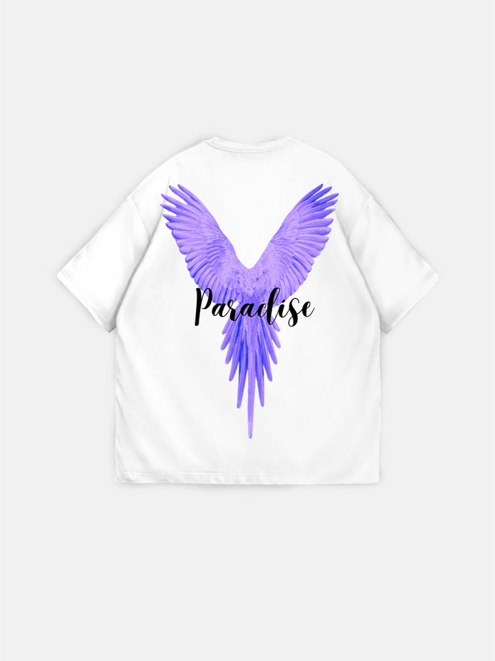 Oversize Papegoja Paradis T-shirt - Vit och Lila