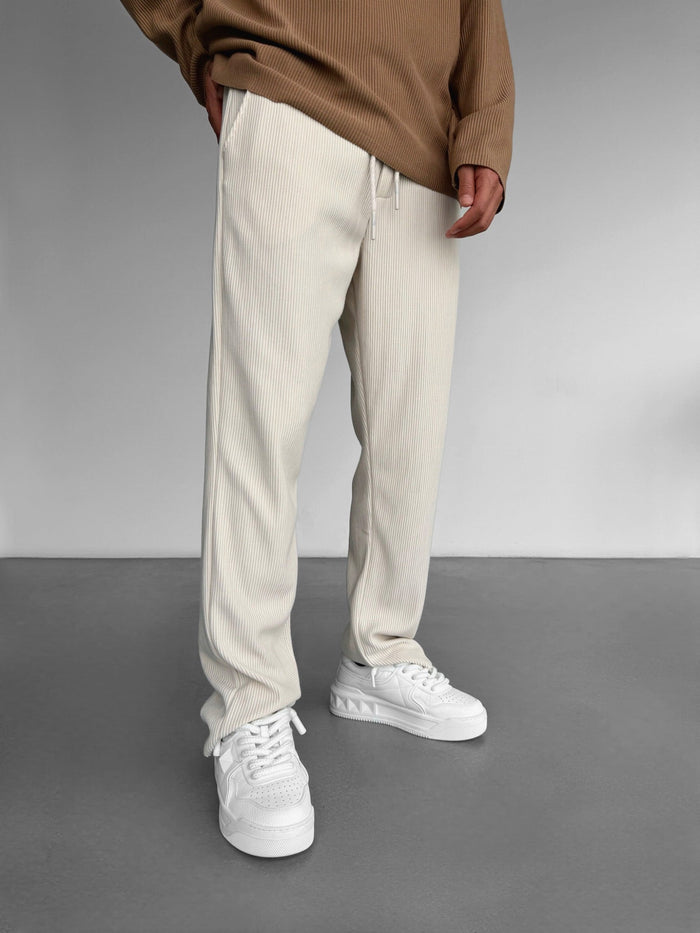 Lös Passform Cordbyxor - Beige