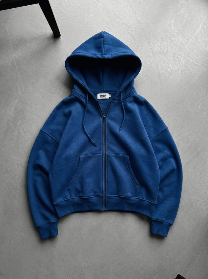 Oversize Basic Zip-Hoodie - Navy Peony