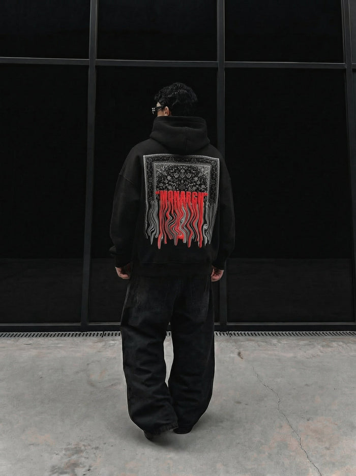 Oversize Monarch Hoodie - Svart och Röd
