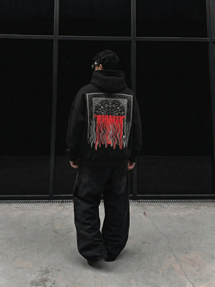 Oversize Monarch Hoodie - Svart och Röd