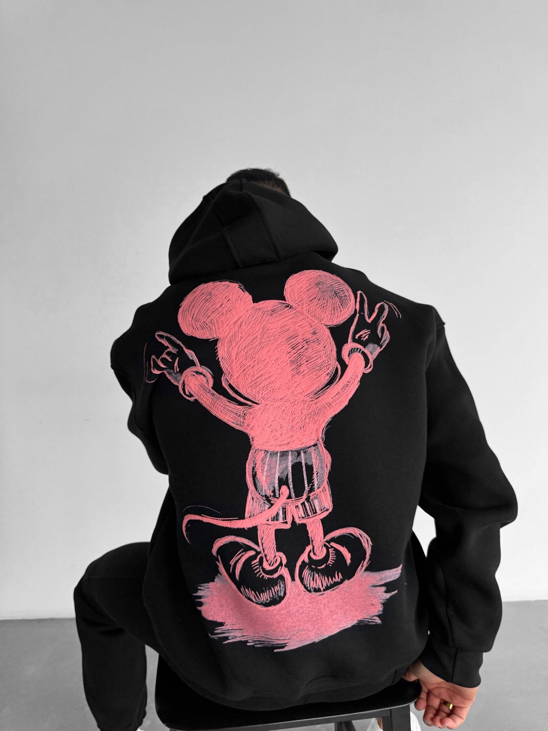 Oversize Musse Hoodie - Svart och Rosa