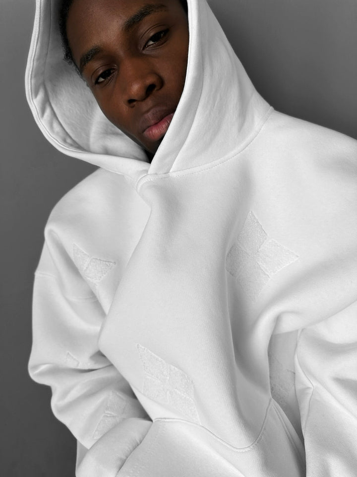Oversize Detaljerad Hoodie - Ecru