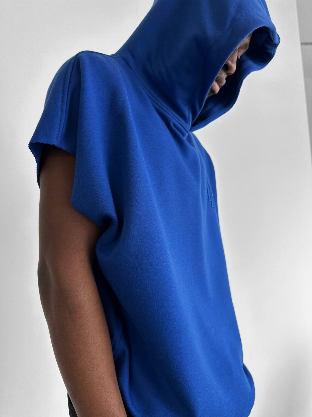 Lös Passform Ärm-lös Hoodie - Neon Blå