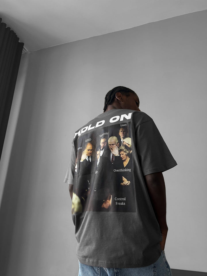 Oversize "Hold On" T-shirt - Antracit