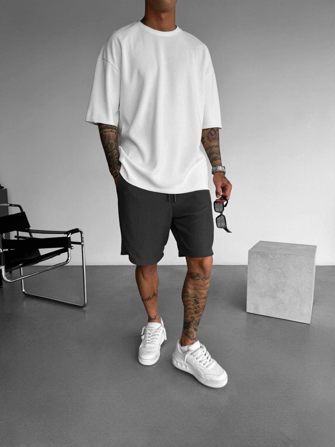 Oversize Cord Tee - Vit