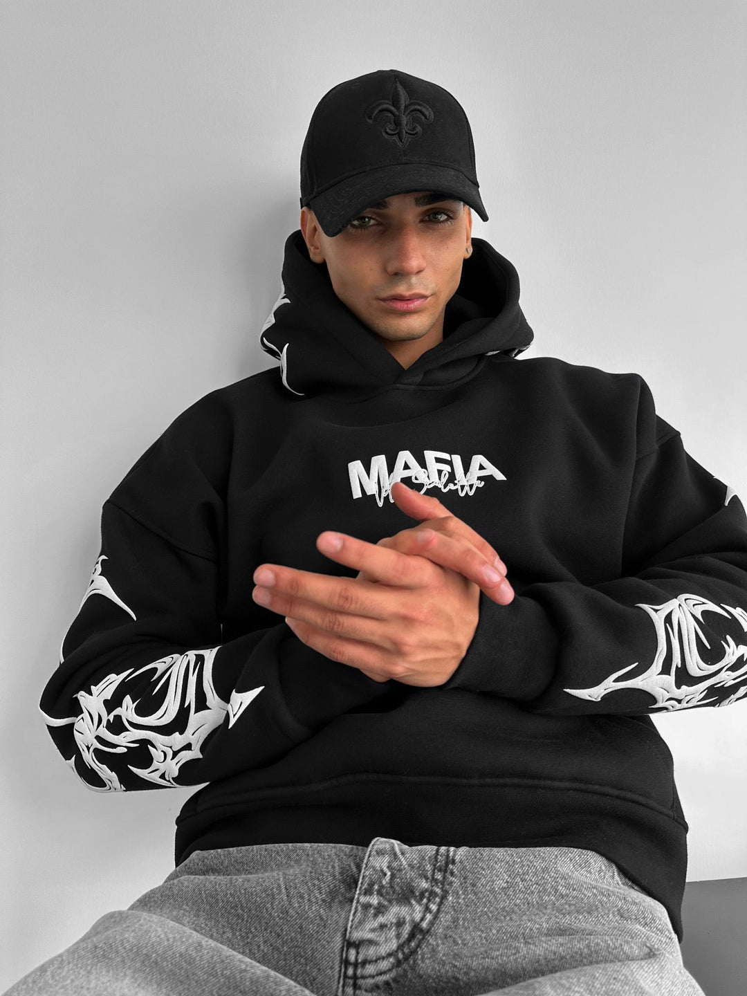 Oversize Mafia Tribal Hoodie - Svart
