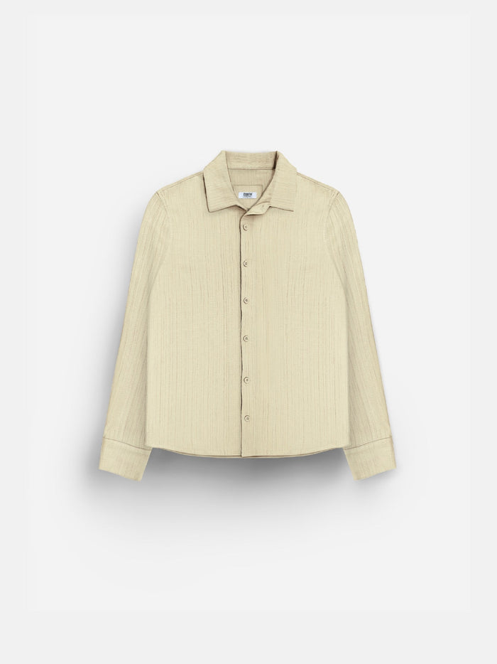 Regular Fit Plisserad Skjorta - Beige