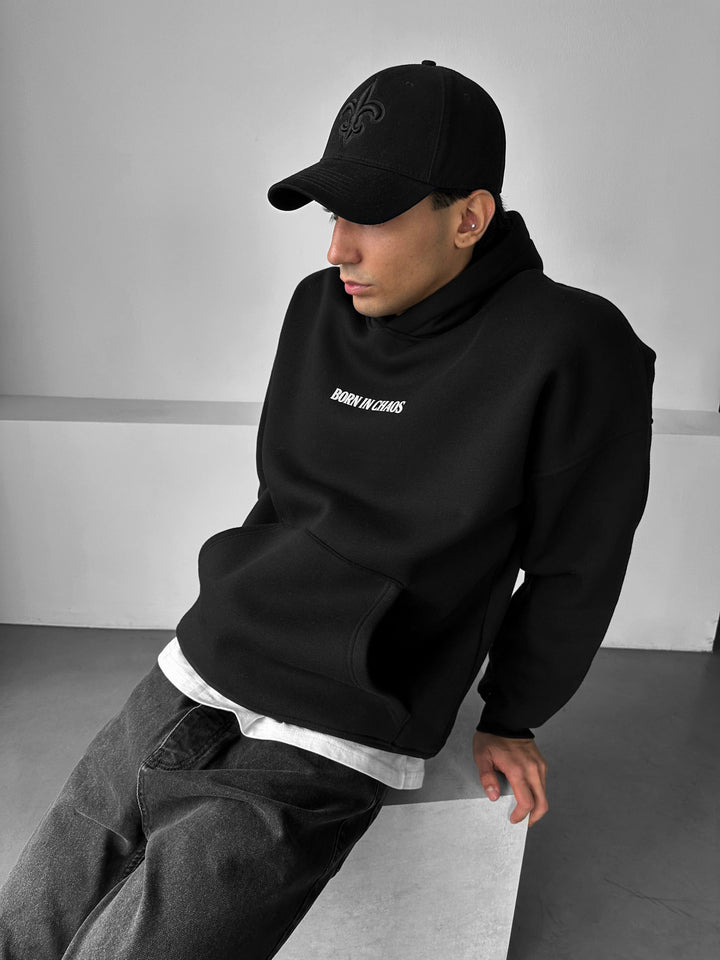 Oversize Skeleton Born in Chaos Hoodie - Svart