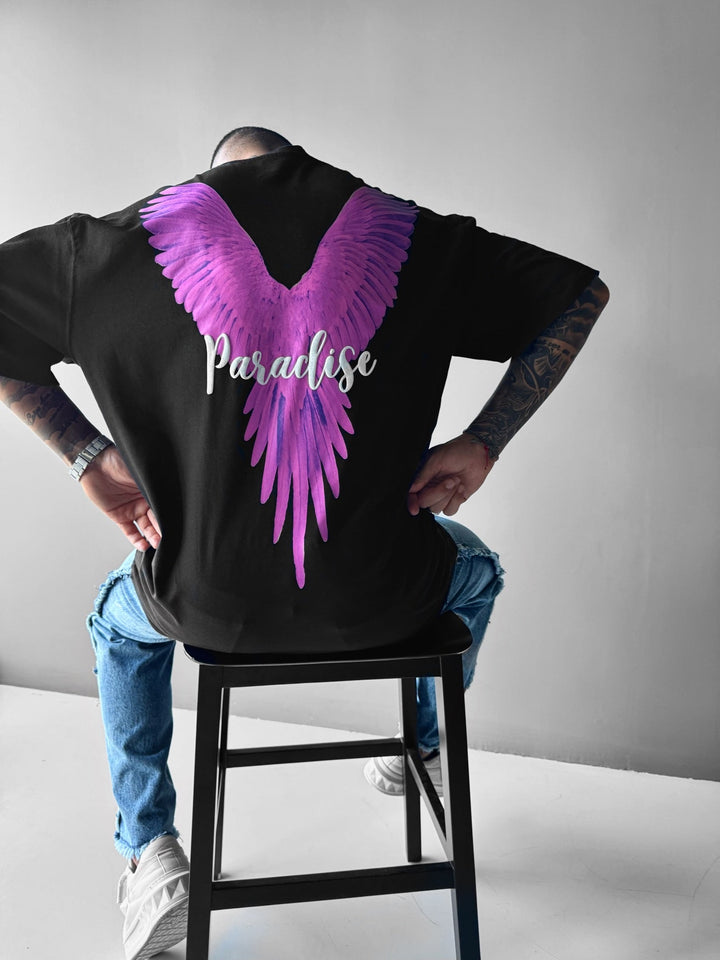 Oversize Papegoja Paradis T-shirt - Svart och Rosa
