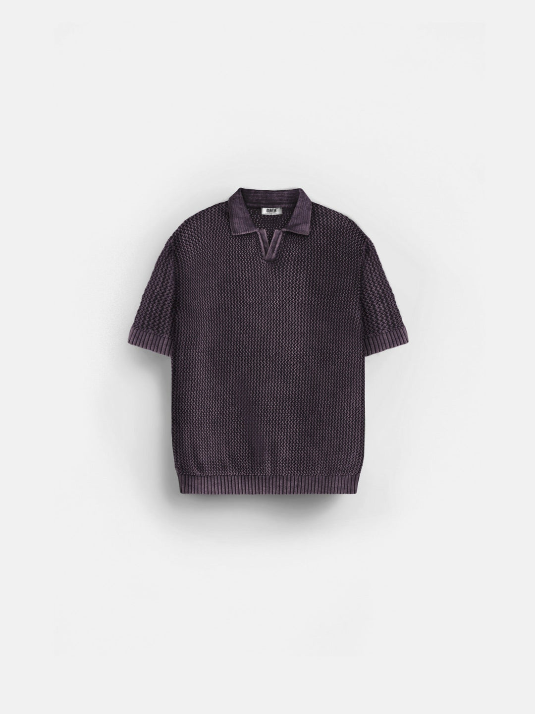 Regular Fit Knit Grid T-shirt - Plommon Perfekt