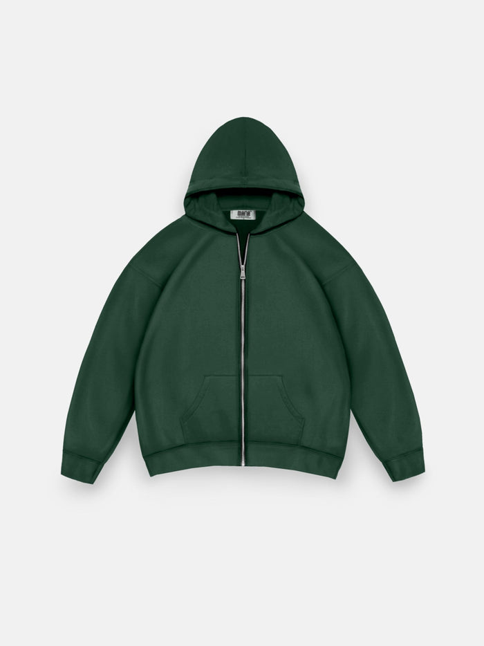 Oversize Basic Zipper Hoodie - Faded Green