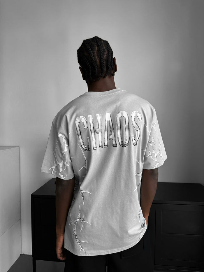 Oversize 'Chaos' T-shirt - Grå