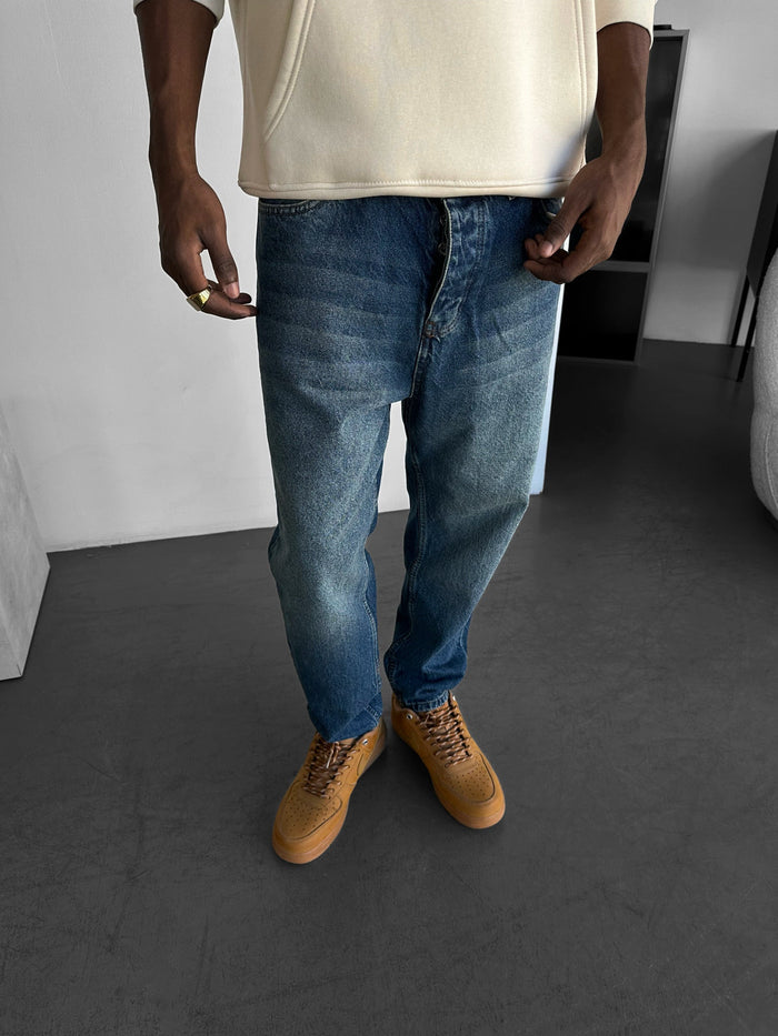 Baggy Tvättade Jeans - Blå