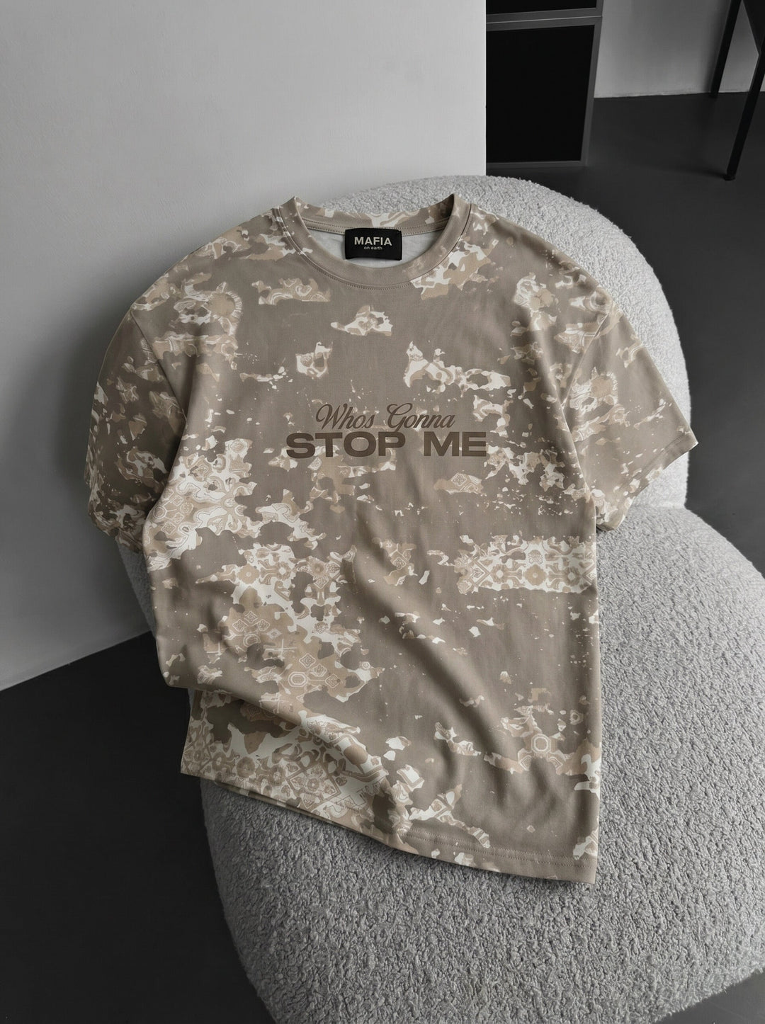 Oversize Stop Me T-Shirt - Beige