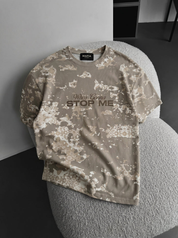 Oversize Stop Me T-Shirt - Beige