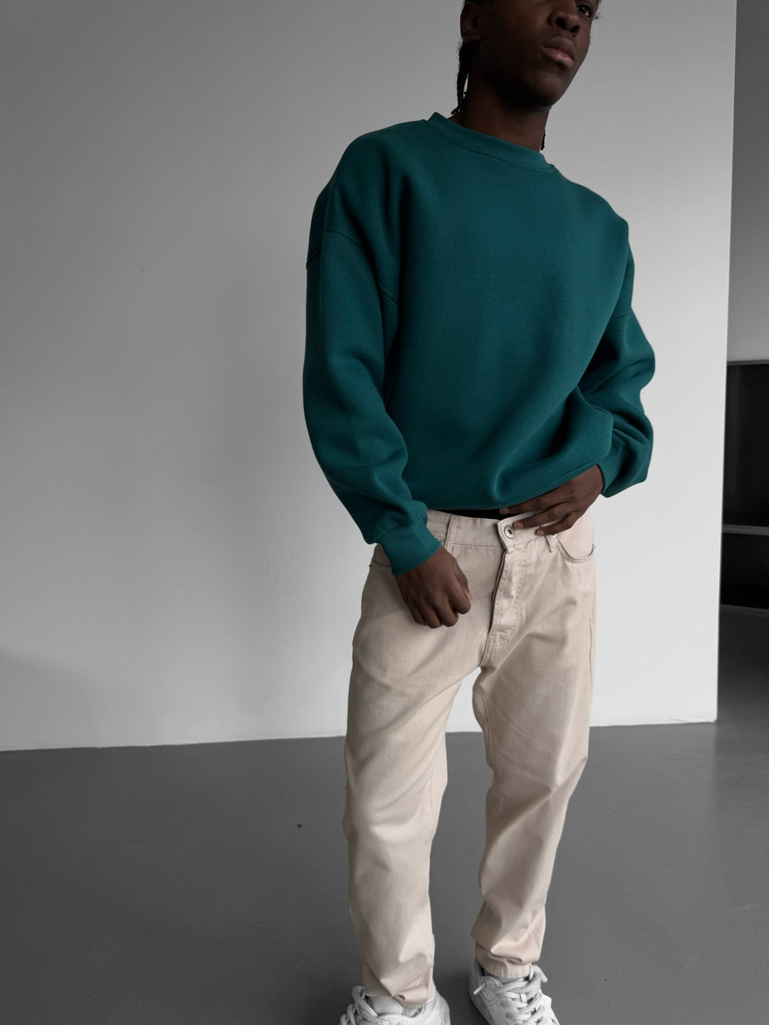 Oversize Basic Tröja - Havsgrön