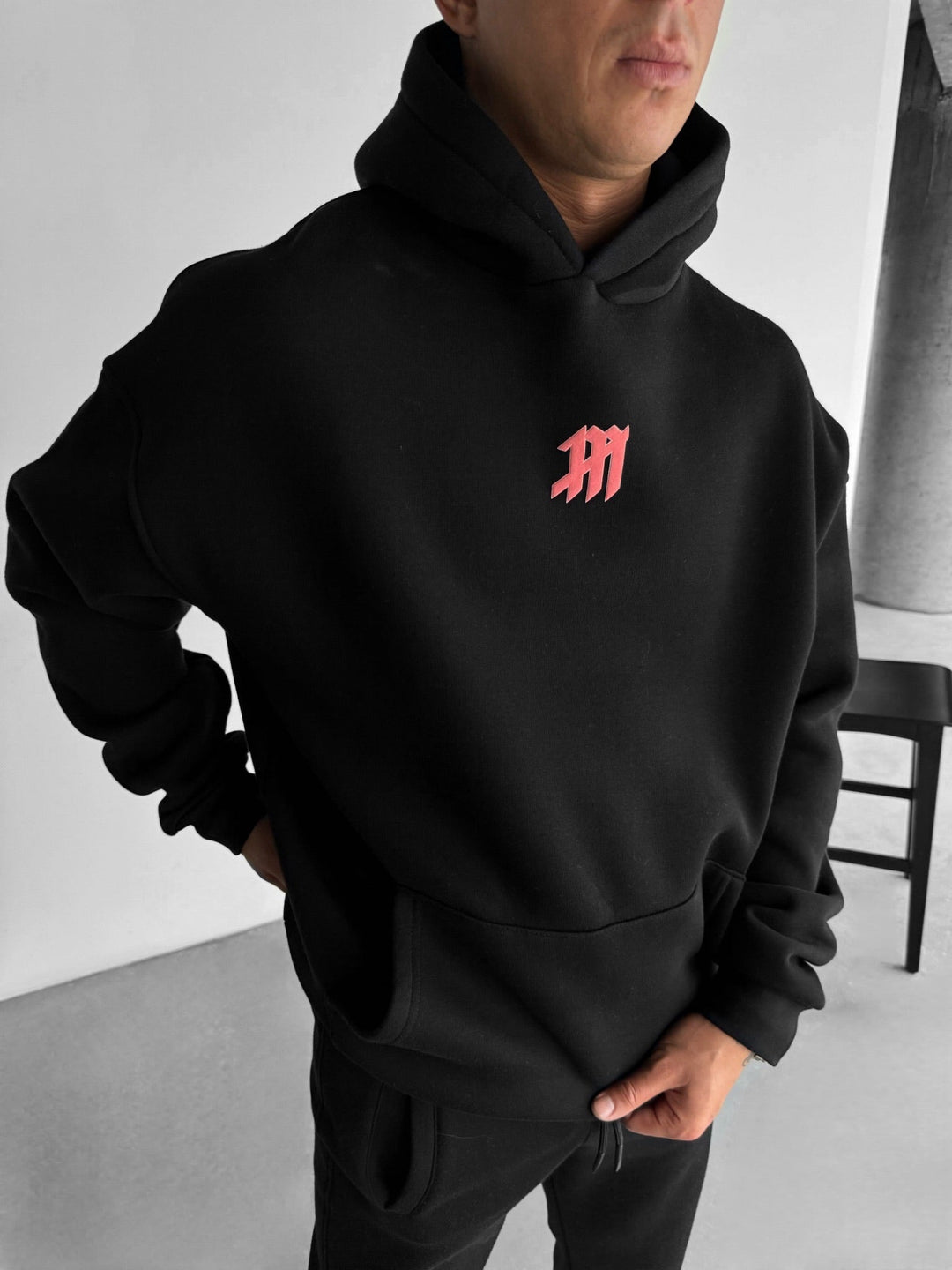 Oversize Musse Hoodie - Svart och Rosa