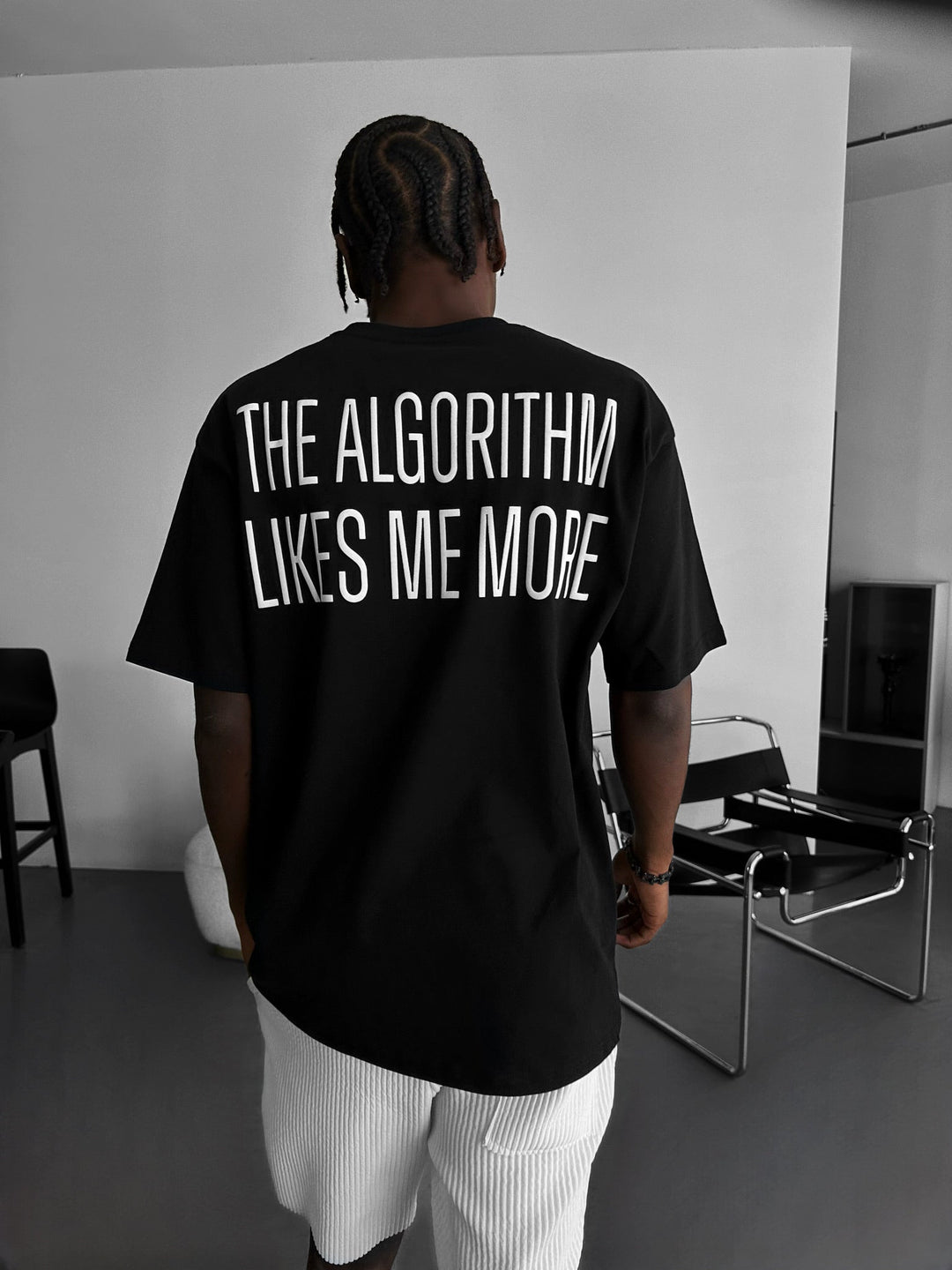 Oversize "Algorithm" T-shirt - Svart och Vit