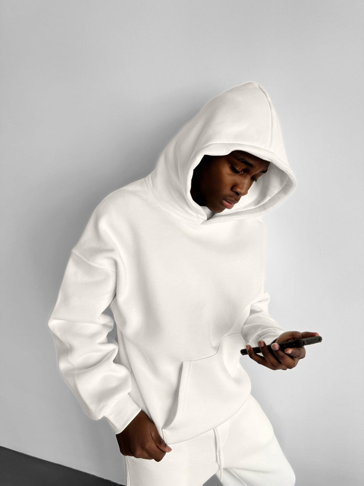 Oversize Basic Hoodie - Vit