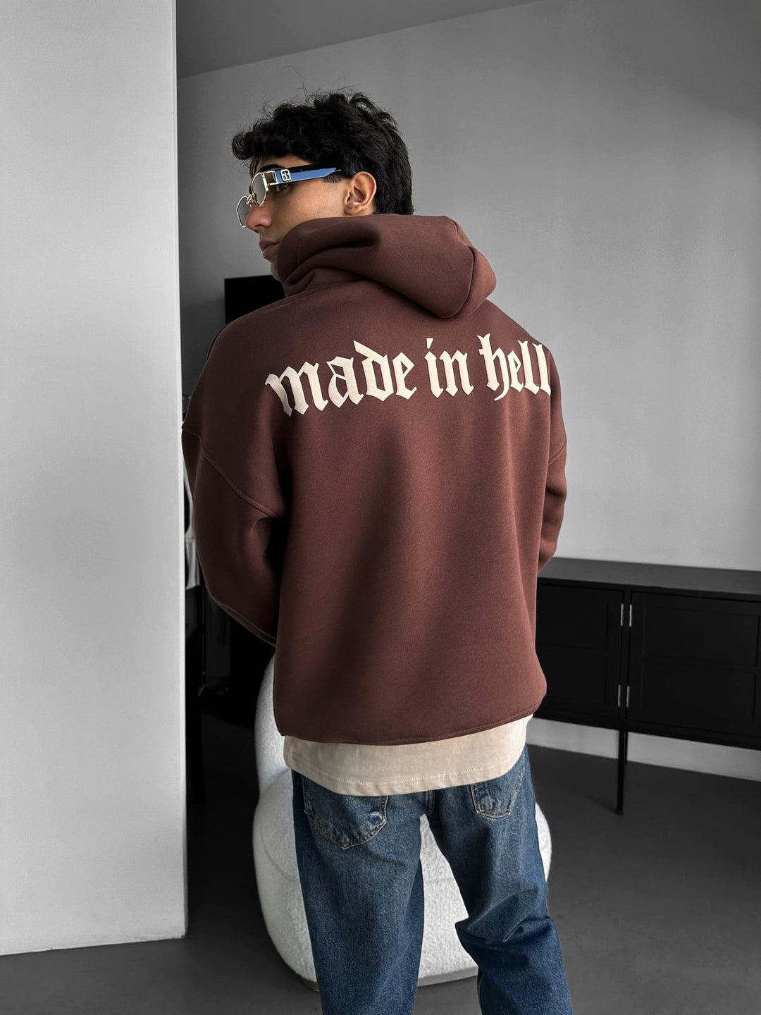 Oversize Made in Hell Hoodie - Brun
