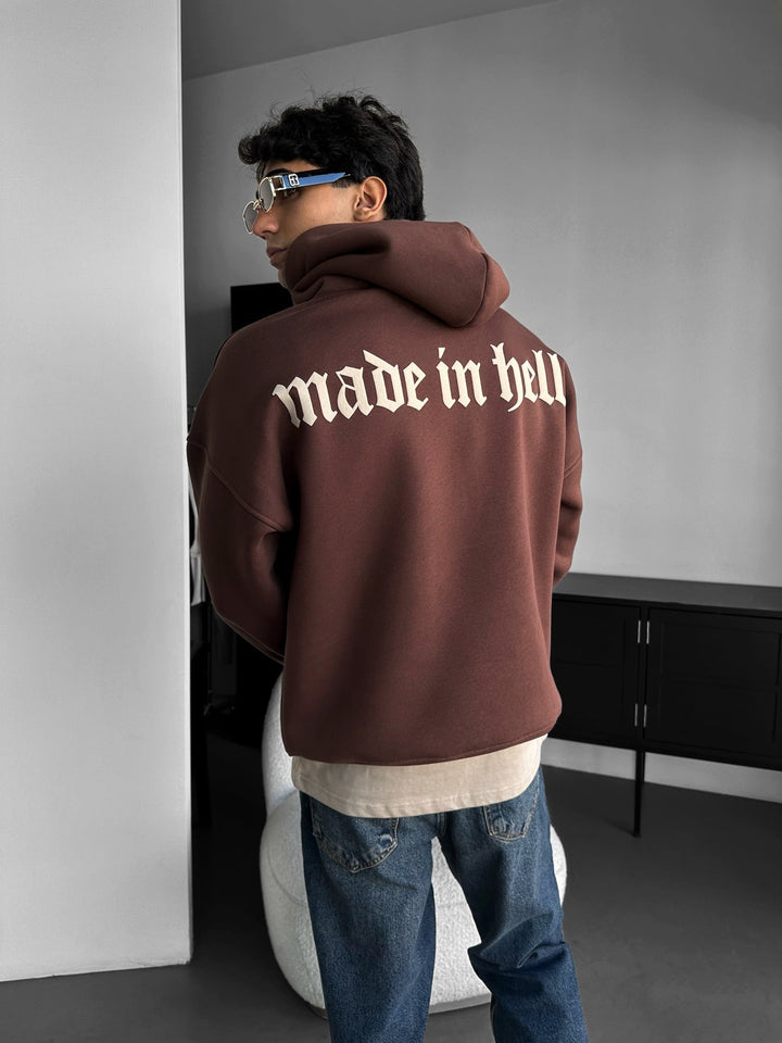 Oversize Made in Hell Hoodie - Brun