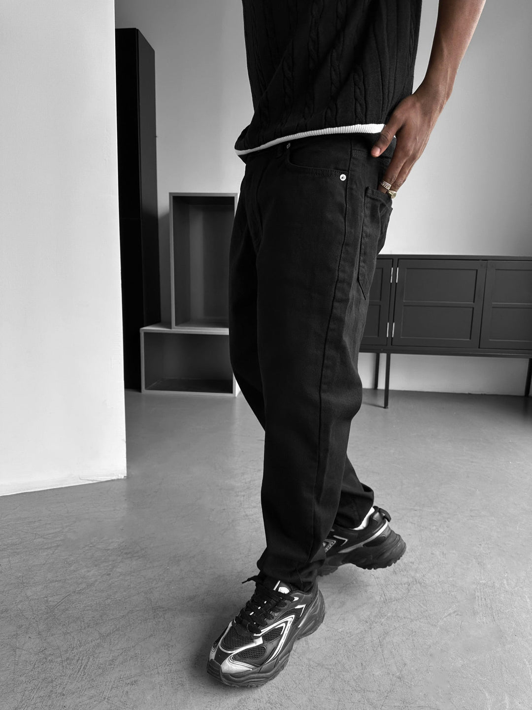 Boyfriend Jeans - Svart