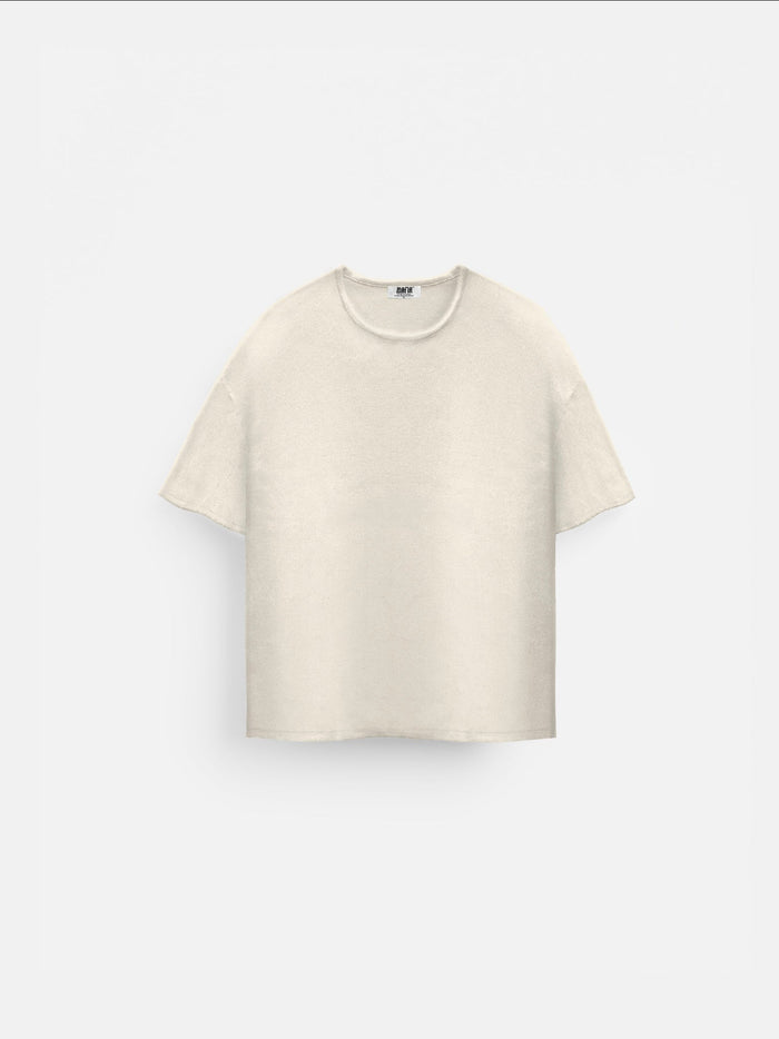 Oversize Stickad T-Shirt - Creme