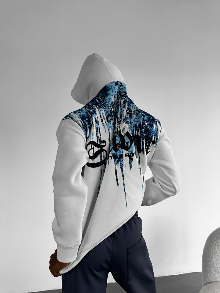 Oversize Souvenir Hoodie - Vit och Blå