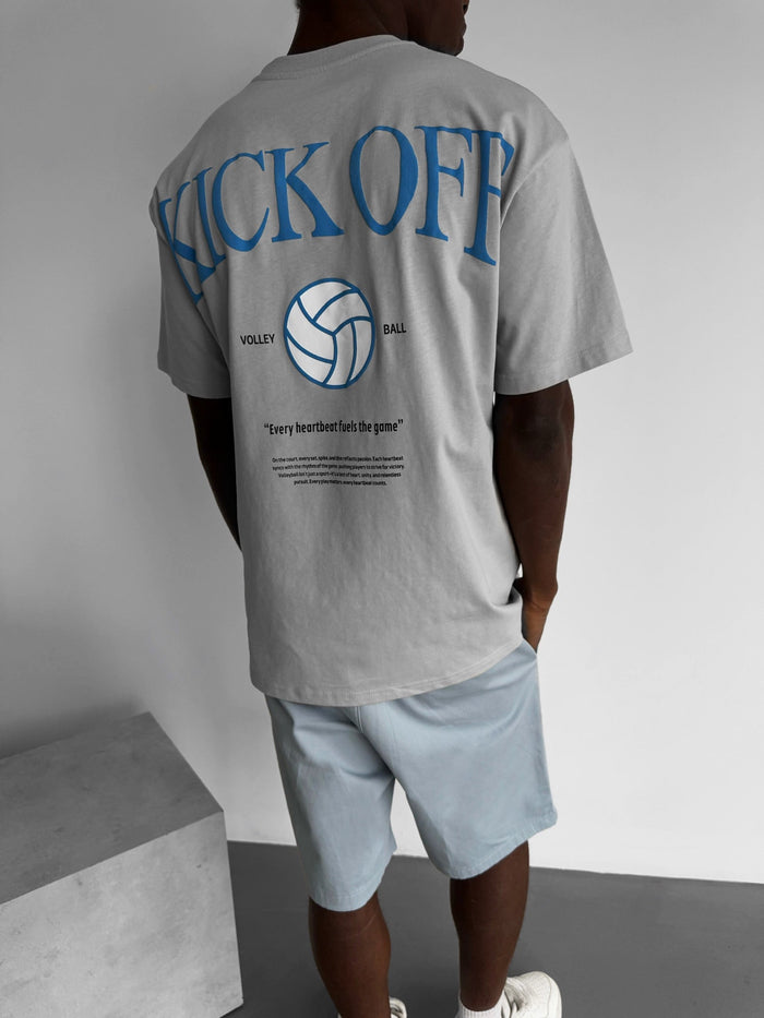 Oversize 'Kick Off‘ T-Shirt - Grå